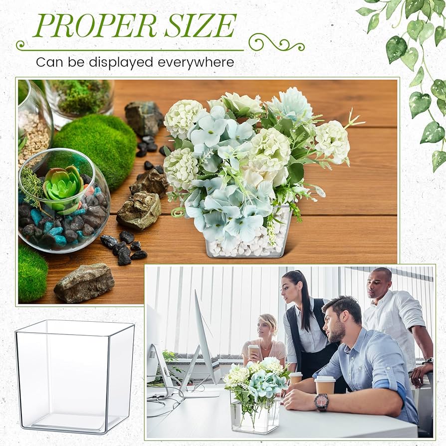 Amazon.com: Tioncy 4'' x 4'' 12 Pcs Cube Clear Flower Vase